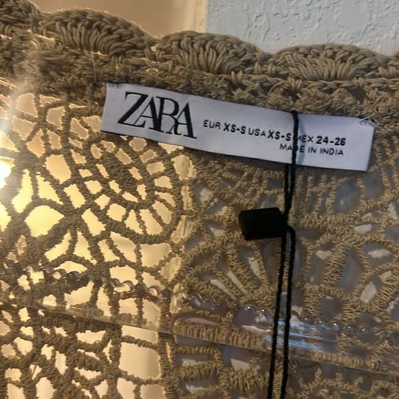 Zara Limited Edition Dress - Crotchet w Beading Tan Dress - Size XS - NWT - Picture 5 of 6